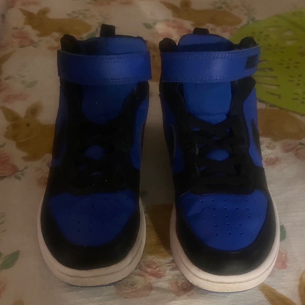 Nike Kids Royal Blue and Black High-Top Sneakers with Velcro Strap size 1.5 y